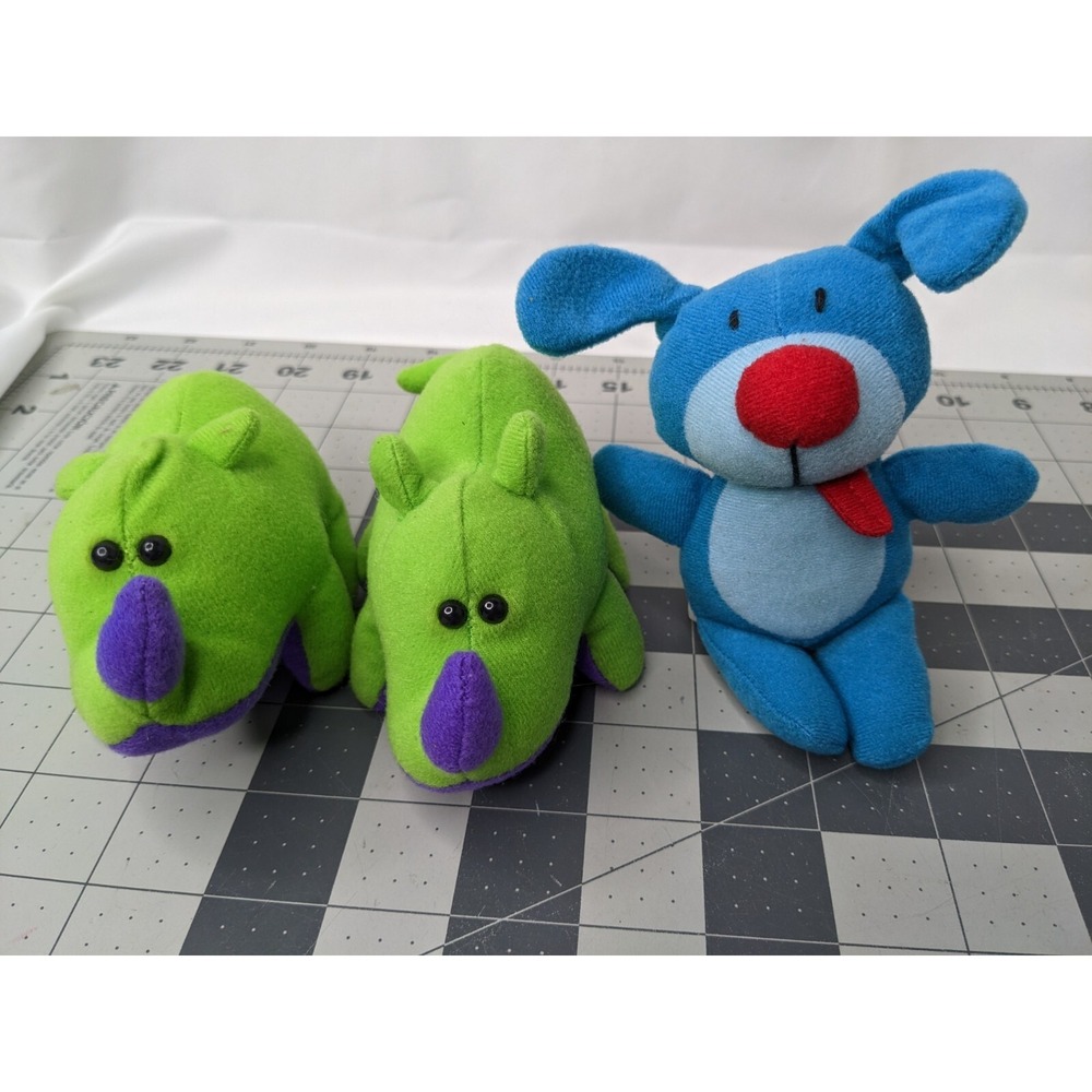 Hardees‎ Kidco Plush Truman Dog Rickie Rhino Lot 1999 2000 Stuffed Animal Toy